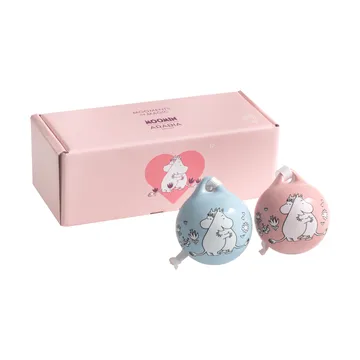 Kärlek bola navideña de Mumin - Rosa-azul, 5 cm, pack de 2 - Moomin Arabia