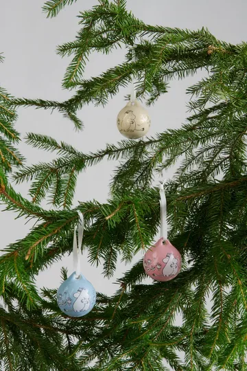 Kärlek bola navideña de Mumin - Rosa-azul, 5 cm, pack de 2 - Moomin Arabia