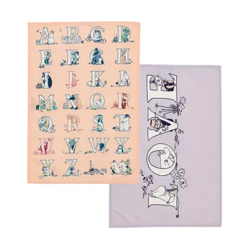 Paños de cocina 50x70 cm, 2 piezas - Alfabeto - Moomin Arabia
