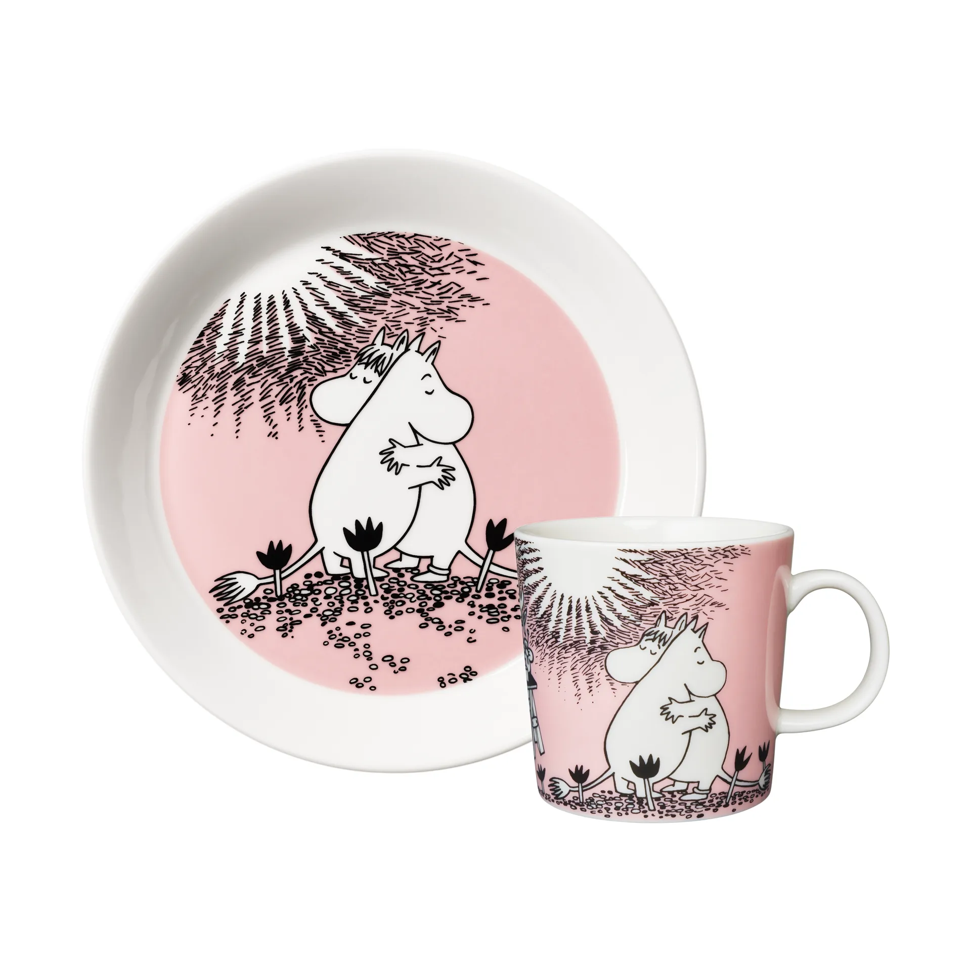 Taza y plato Moomin Amor 30 años , 2 piezas Moomin Arabia