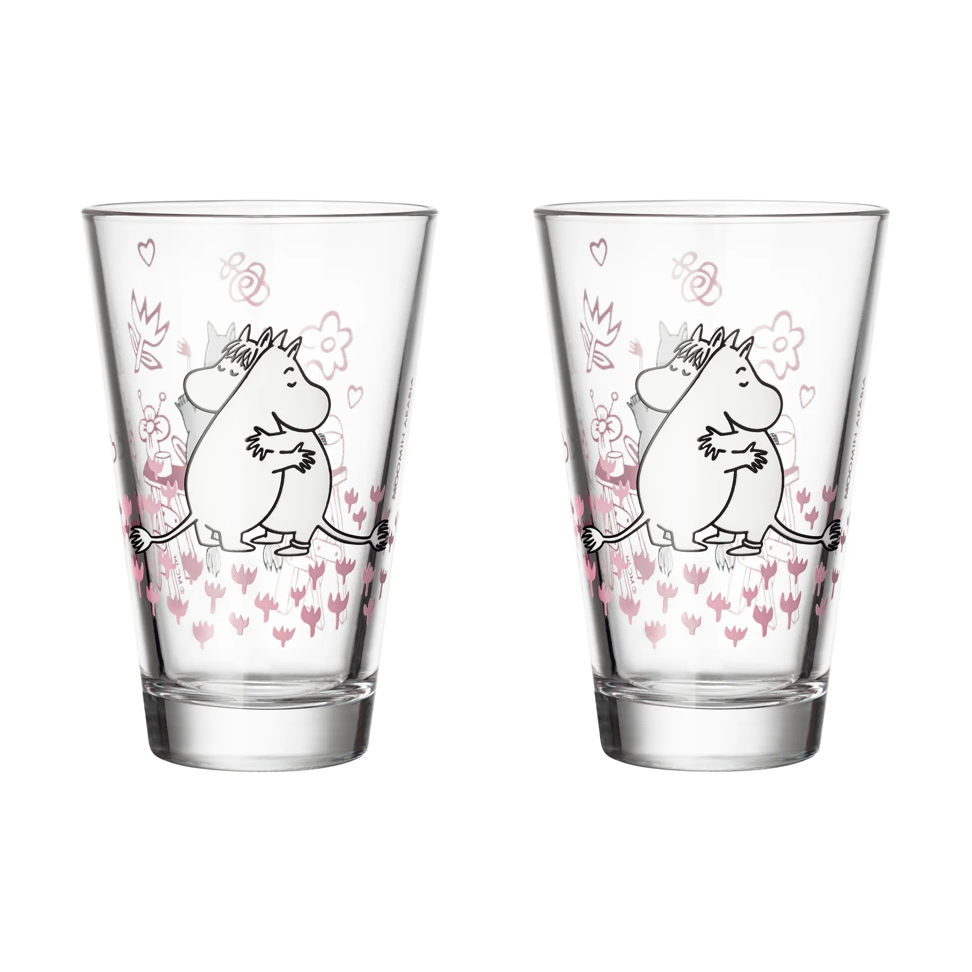 Vasos Moomin Amor – pack de 2, Transparente Moomin Arabia