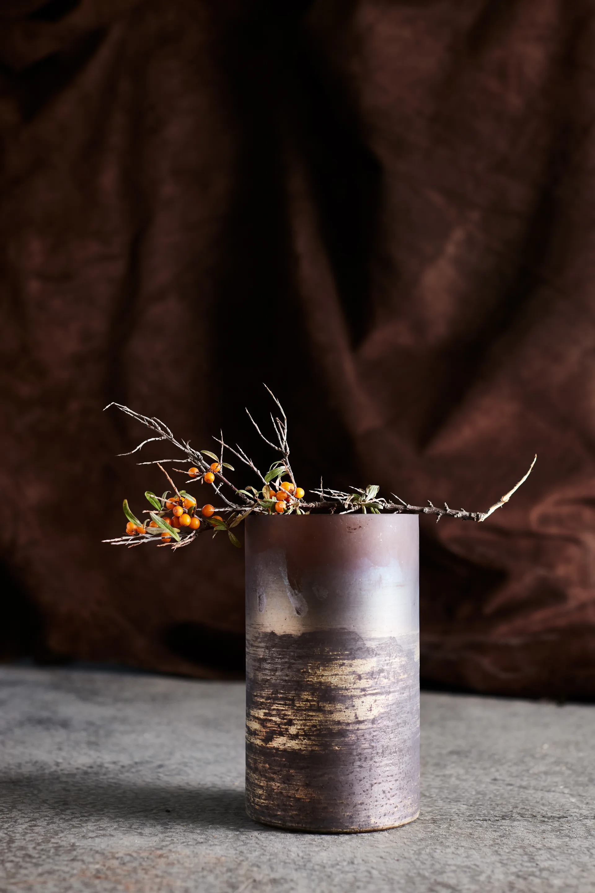 Jarrón Lana Ø14x25 cm, Brown-gold MUUBS