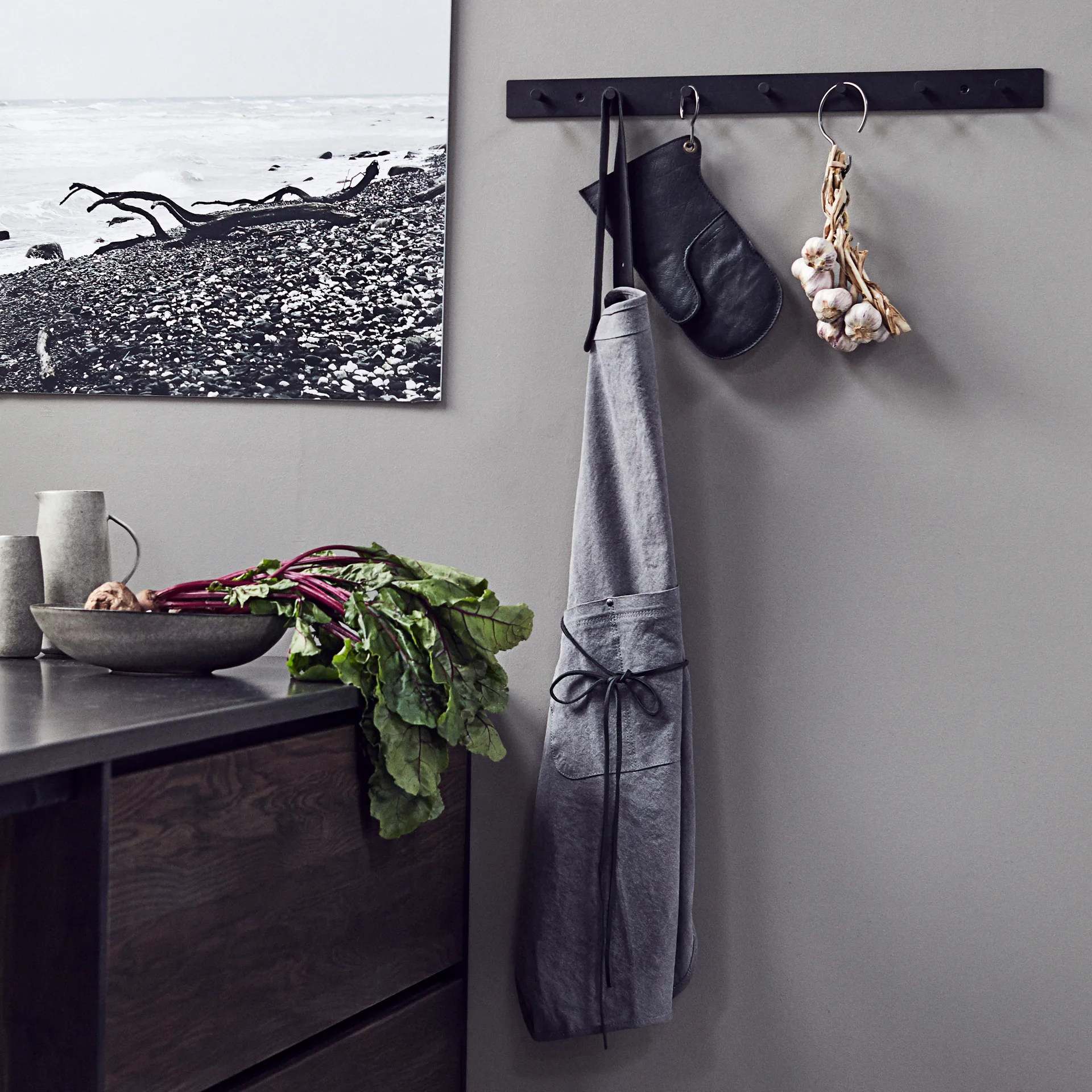 Perchero con ganchos Atlanta 70 cm, negro MUUBS