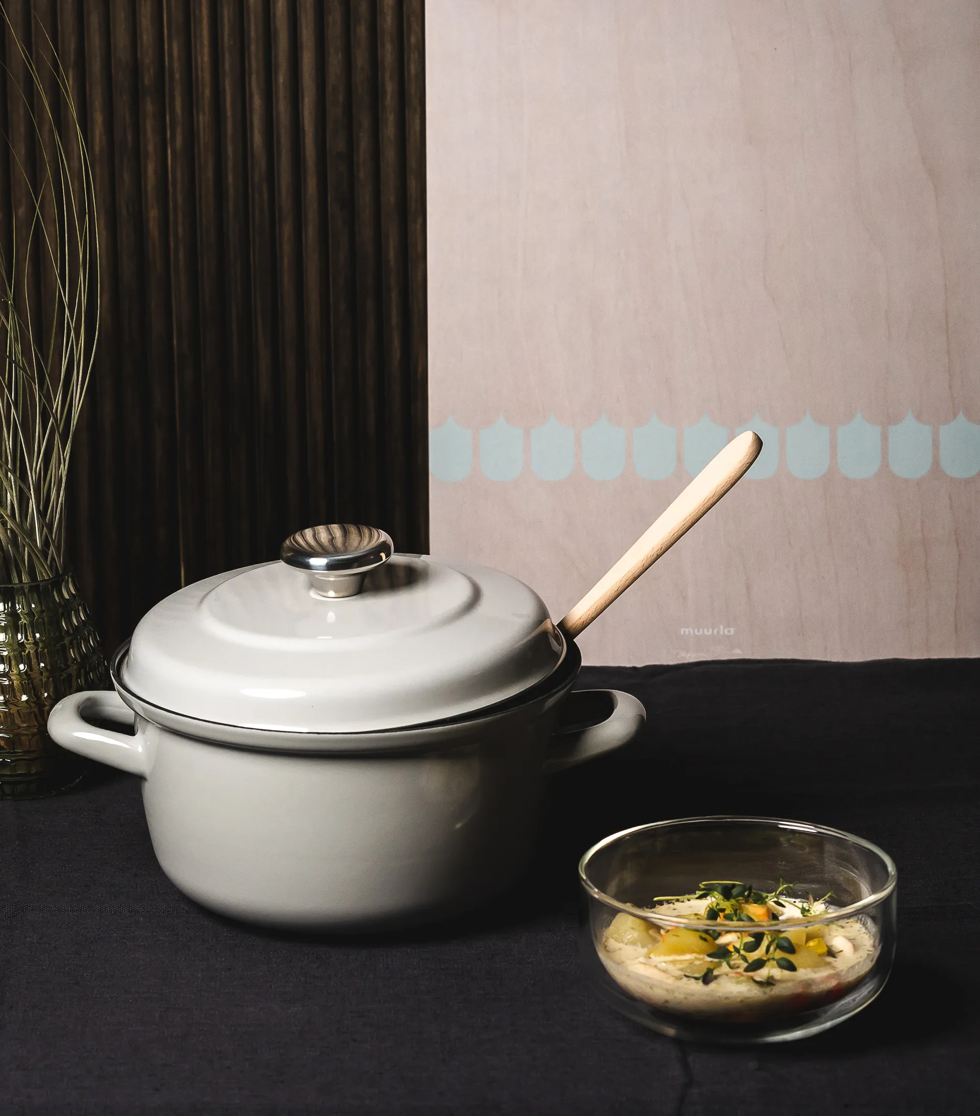 Bandeja Chop & Serve Vappu 30x44 cm, abedul-verde Muurla