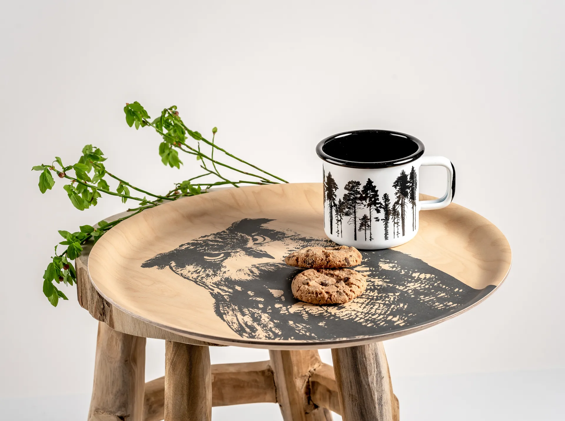 Bandeja Nordic The Eagle Owl Ø35 cm, Natur-negro Muurla