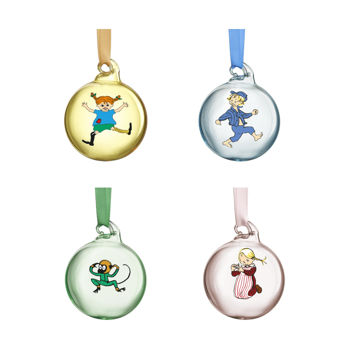 Bola de decoración Pippi y Emil Ø5 cm, 4-pack - Multi - Muurla