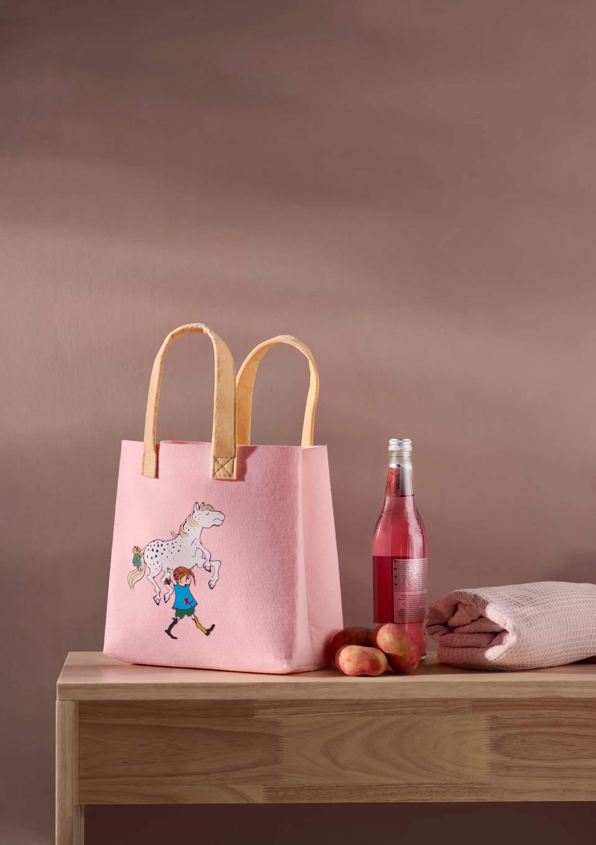 Bolsa Tote Pippi 25x25 cm, Pippi y el caballo Muurla