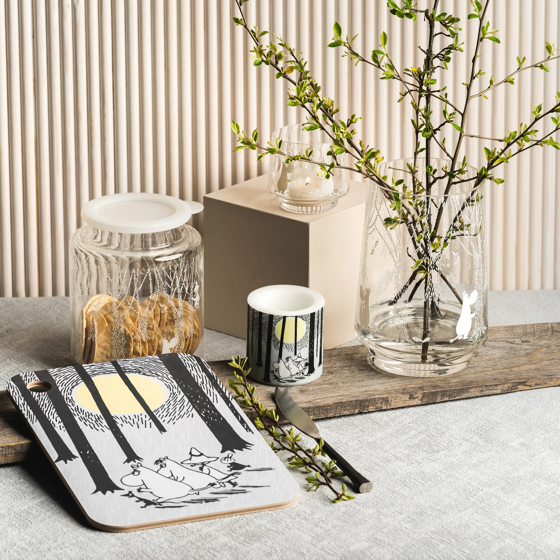 Bote de cristal con tapa de silicona In the Woods 17 cm, Transparente-blanco Muurla