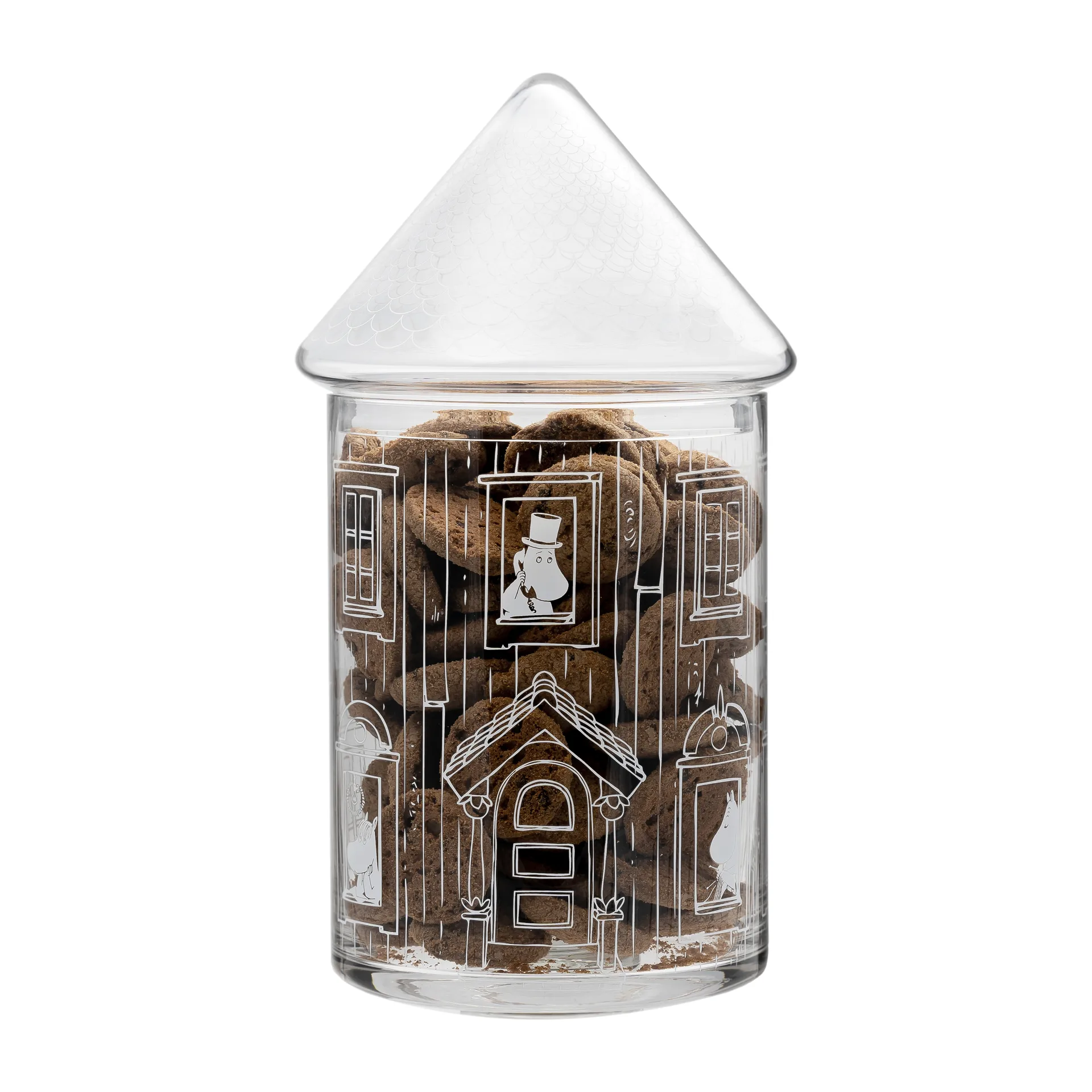 Bote de cristal con tapa Moominhouse 30,5 cm, transparente Muurla