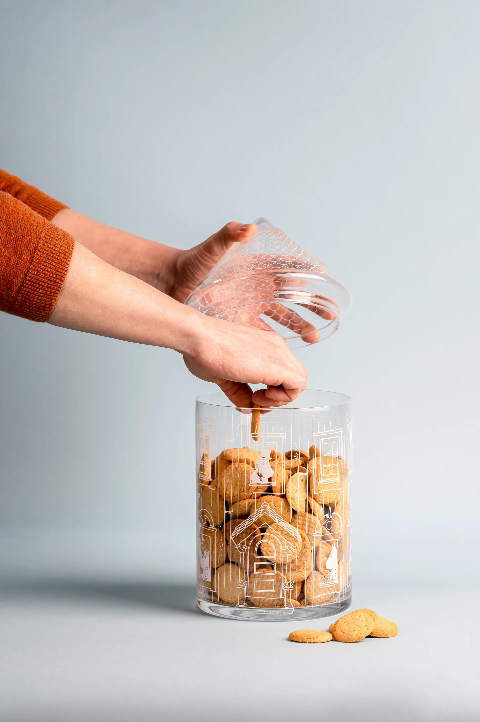 Bote de cristal con tapa Moominhouse 30,5 cm, transparente Muurla