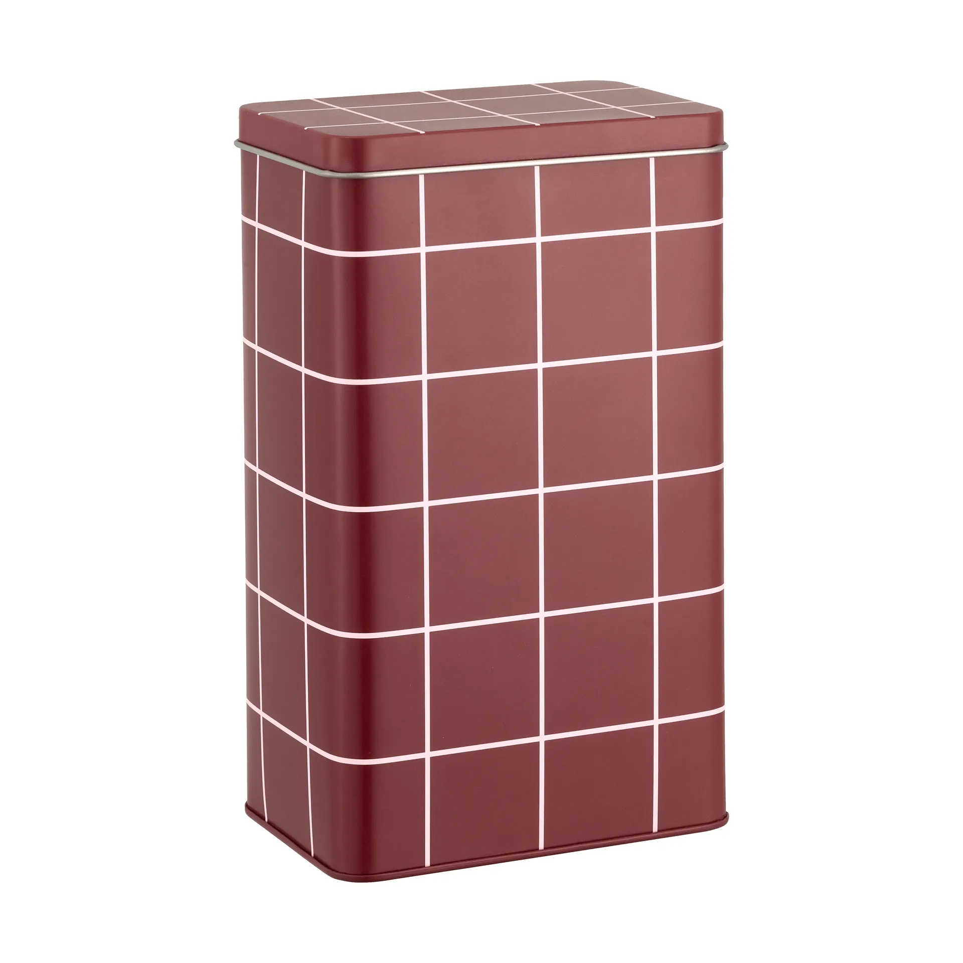Bote de hojalata para café Checks & Stripes, Brown-pink, 12x8x20 cm Muurla