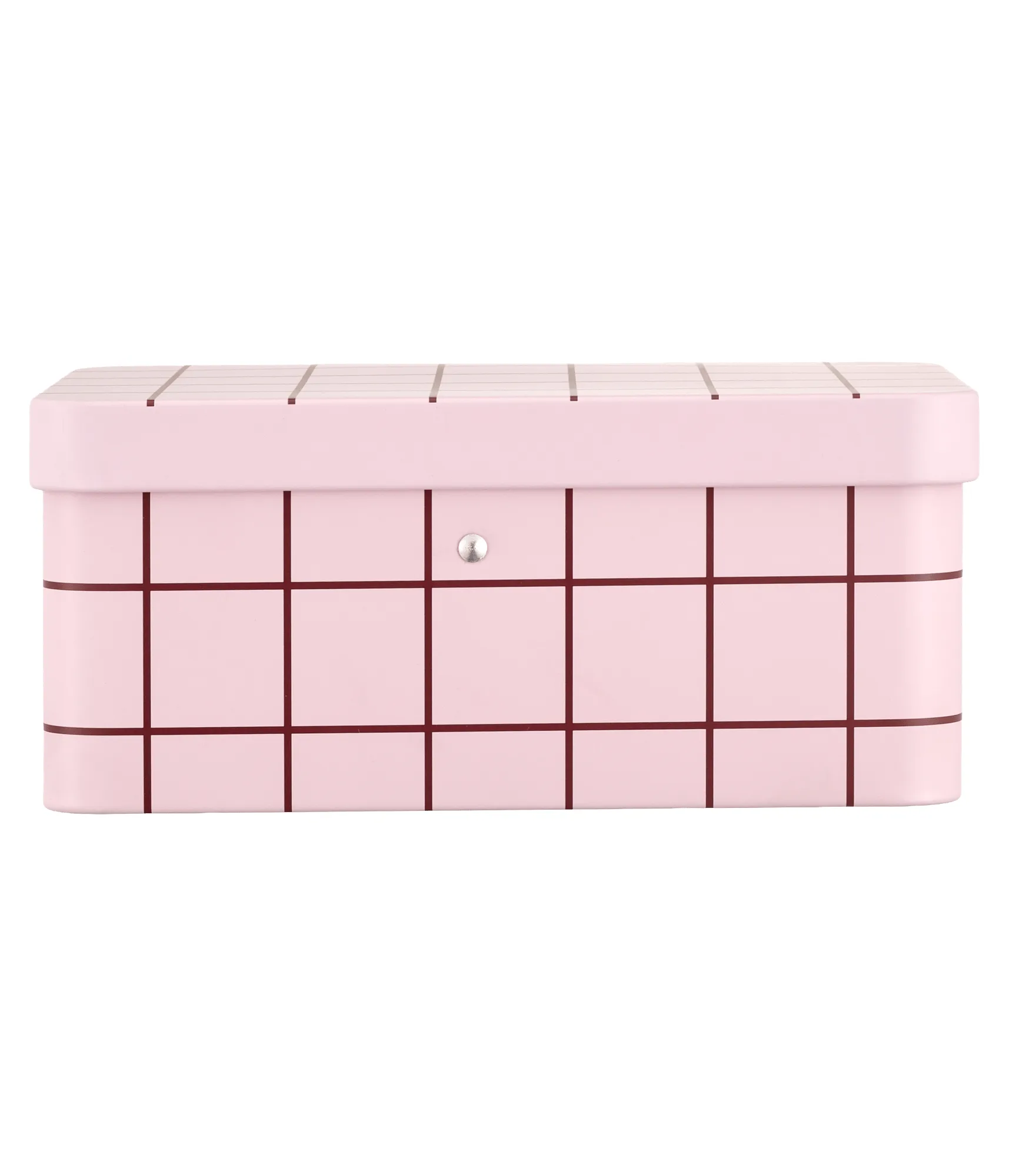 Bote de hojalata para té Checks & Stripes, Pink-brown, 17,5x13x7,5 cm Muurla