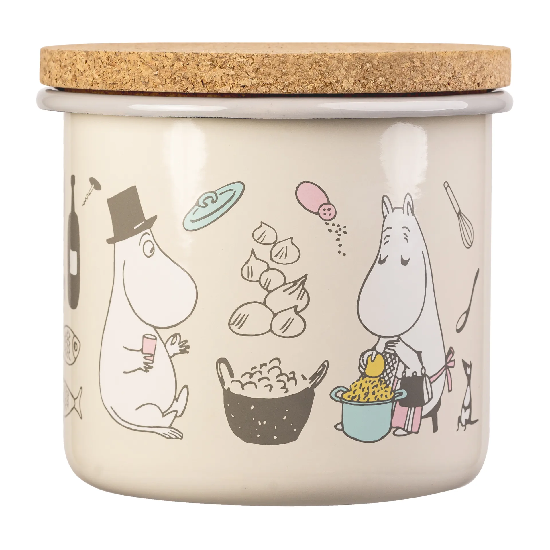 Bote esmaltado con tapa de corcho Moomin 1,3 l, Bon Appétit Muurla