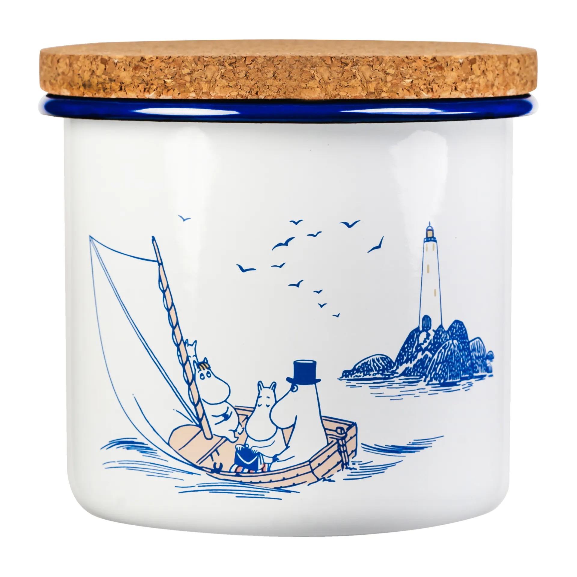 Bote esmaltado con tapa de corcho Moomin 1,3 l, Sailors Muurla