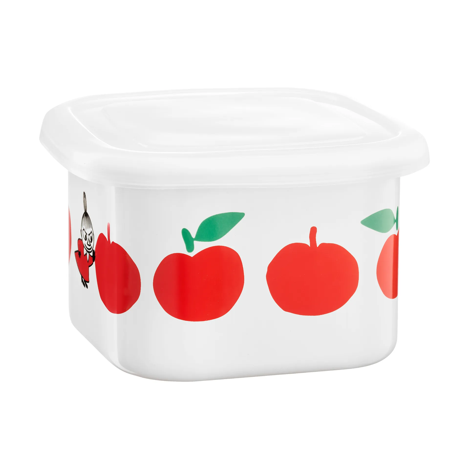 Bote esmaltado Moomin con tapa 0,67 L, Joyfull Apples-rojo Muurla