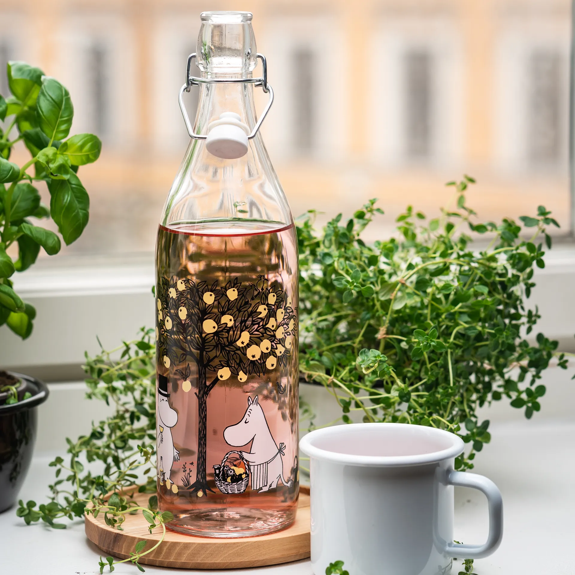 Botella de vidrio Mumin1 L, Apples Muurla