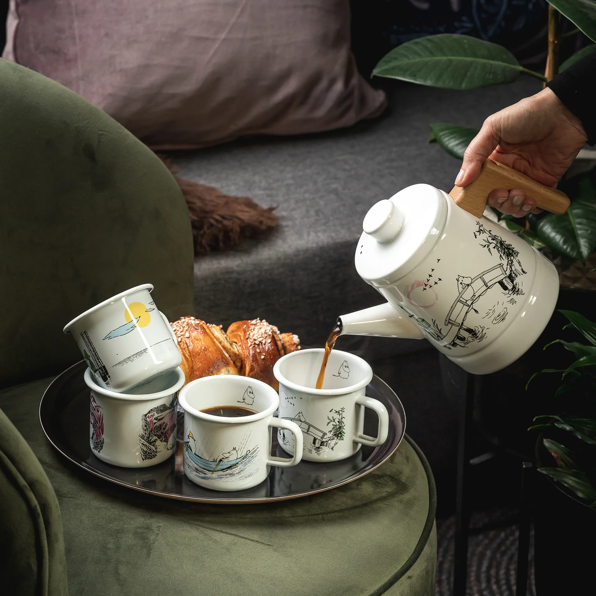 Jarra de café esmaltada Missing you 1,6 l, blanco Muurla