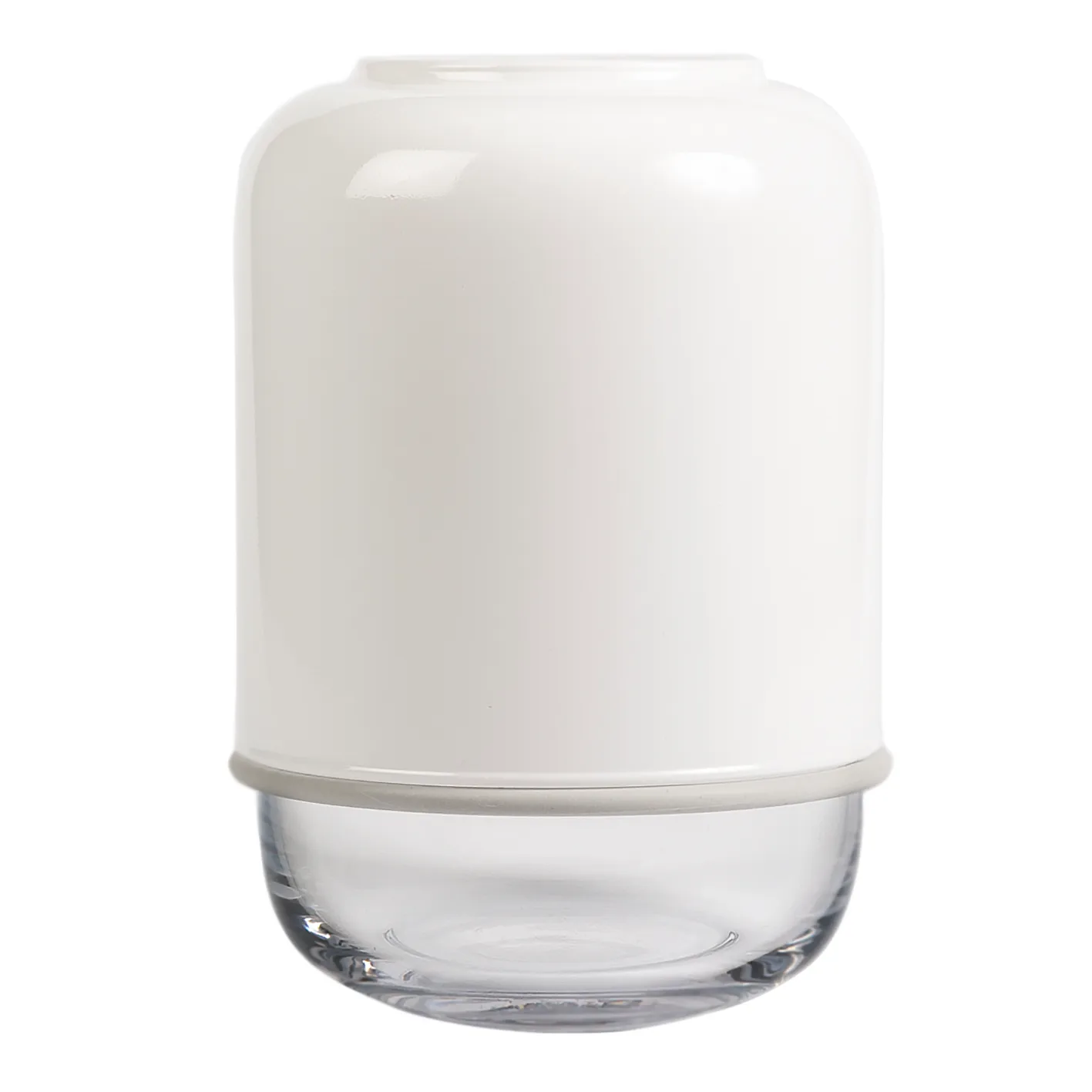 Jarrón Capsule ajustable 18-28 cm, blanco-transparente Muurla