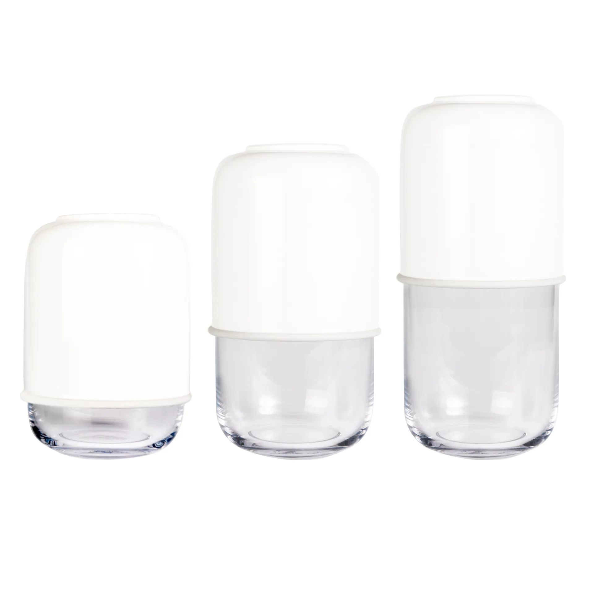 Jarrón Capsule ajustable 18-28 cm, blanco-transparente Muurla