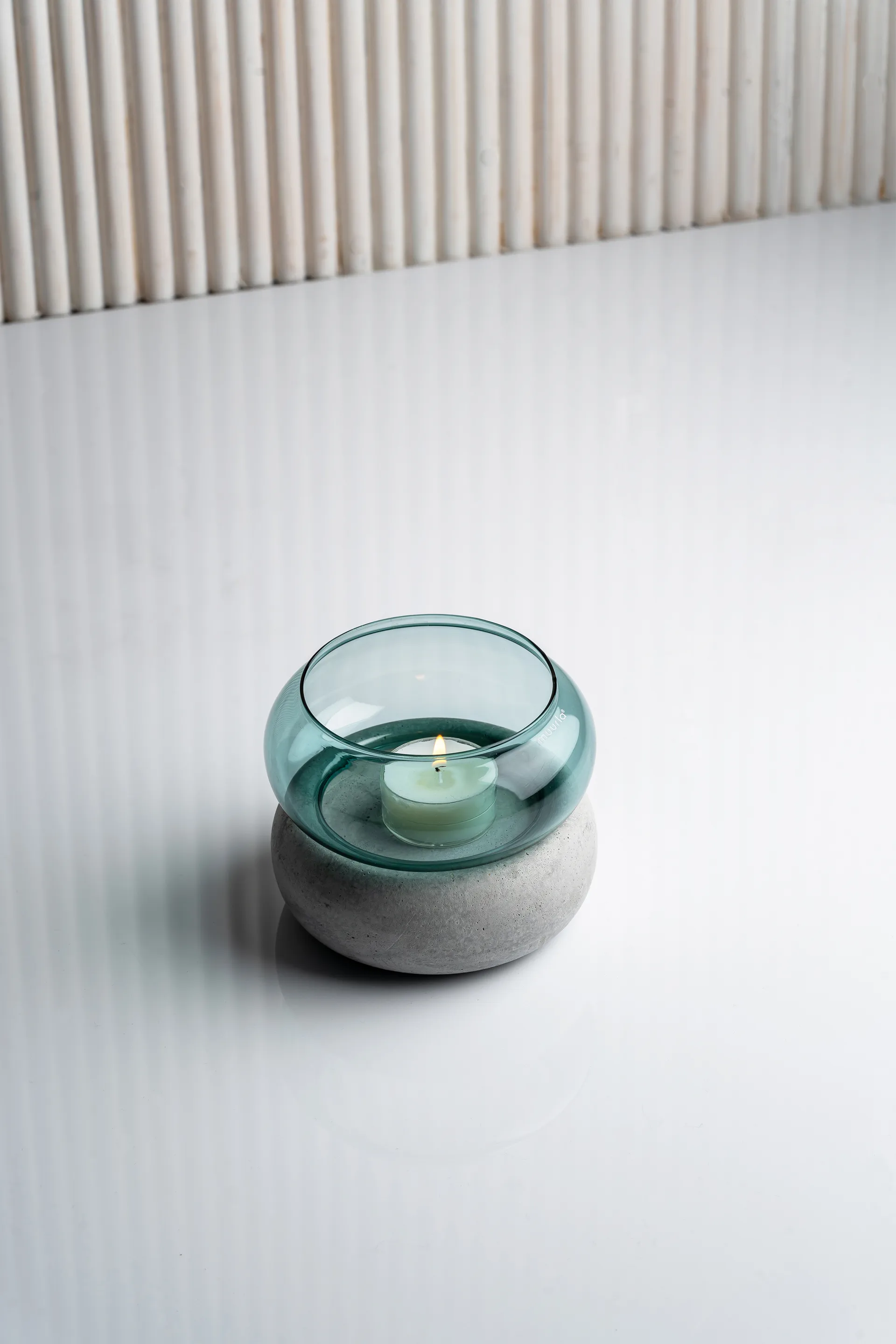 Jarrón/Portavelas Bagel 12 cm, Lake blue Muurla