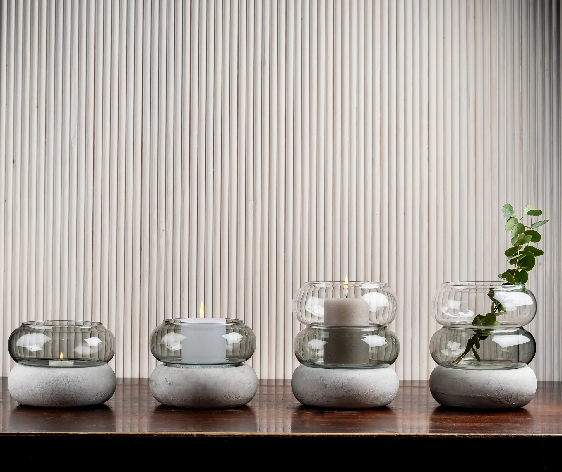 Jarrón/Portavelas Bagel 22 cm, gris Muurla