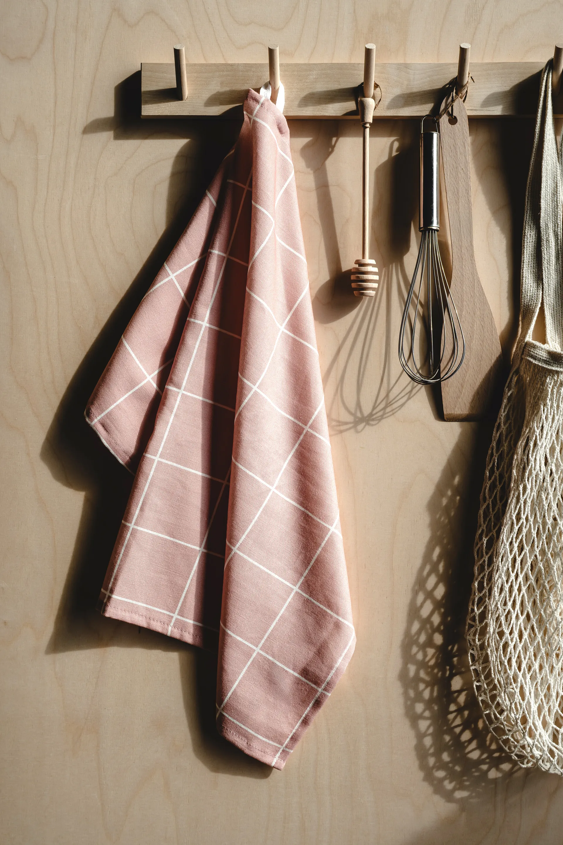 Paño de cocina Checks & Stripes, Rosa, 50x65 cm Muurla