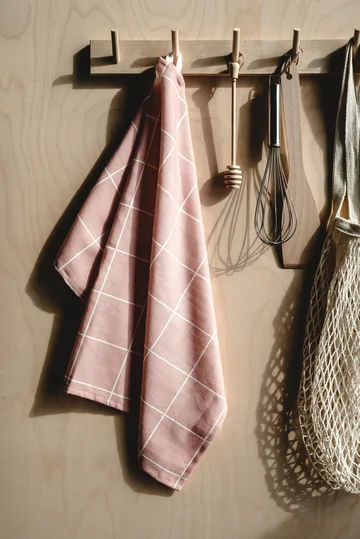Paño de cocina Checks & Stripes - Rosa, 50x65 cm - Muurla