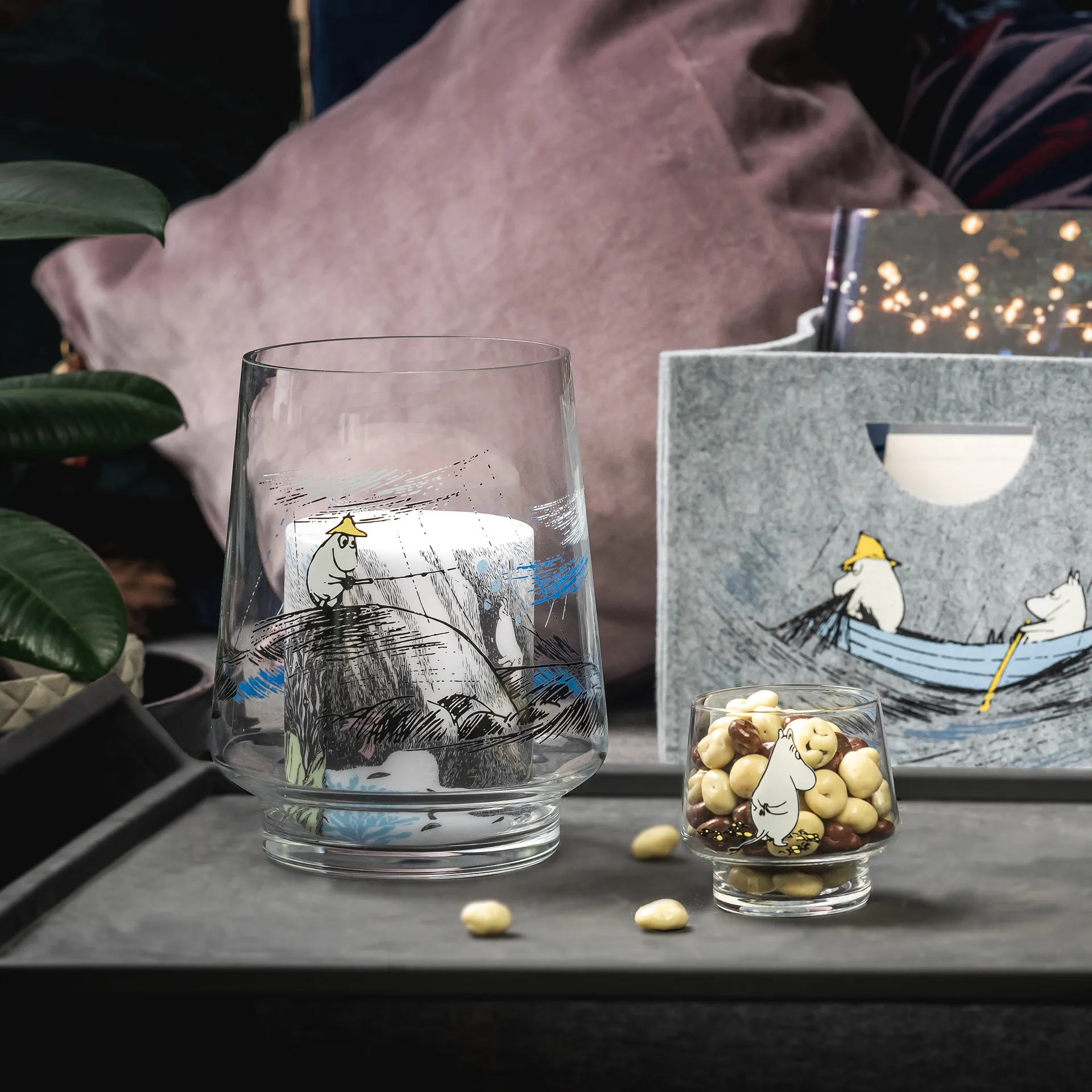 Portavelas The wait, transparente-blanco Muurla