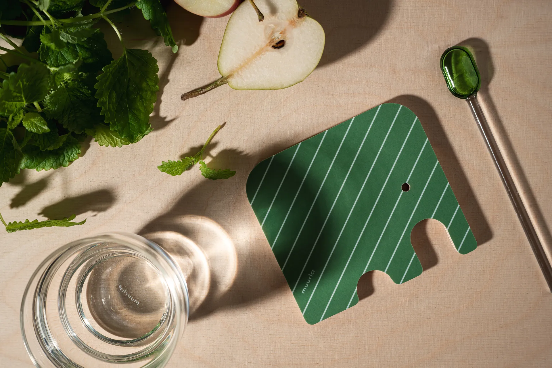 Posavasos de vidrio Elephant 11x10 cm, Green Muurla