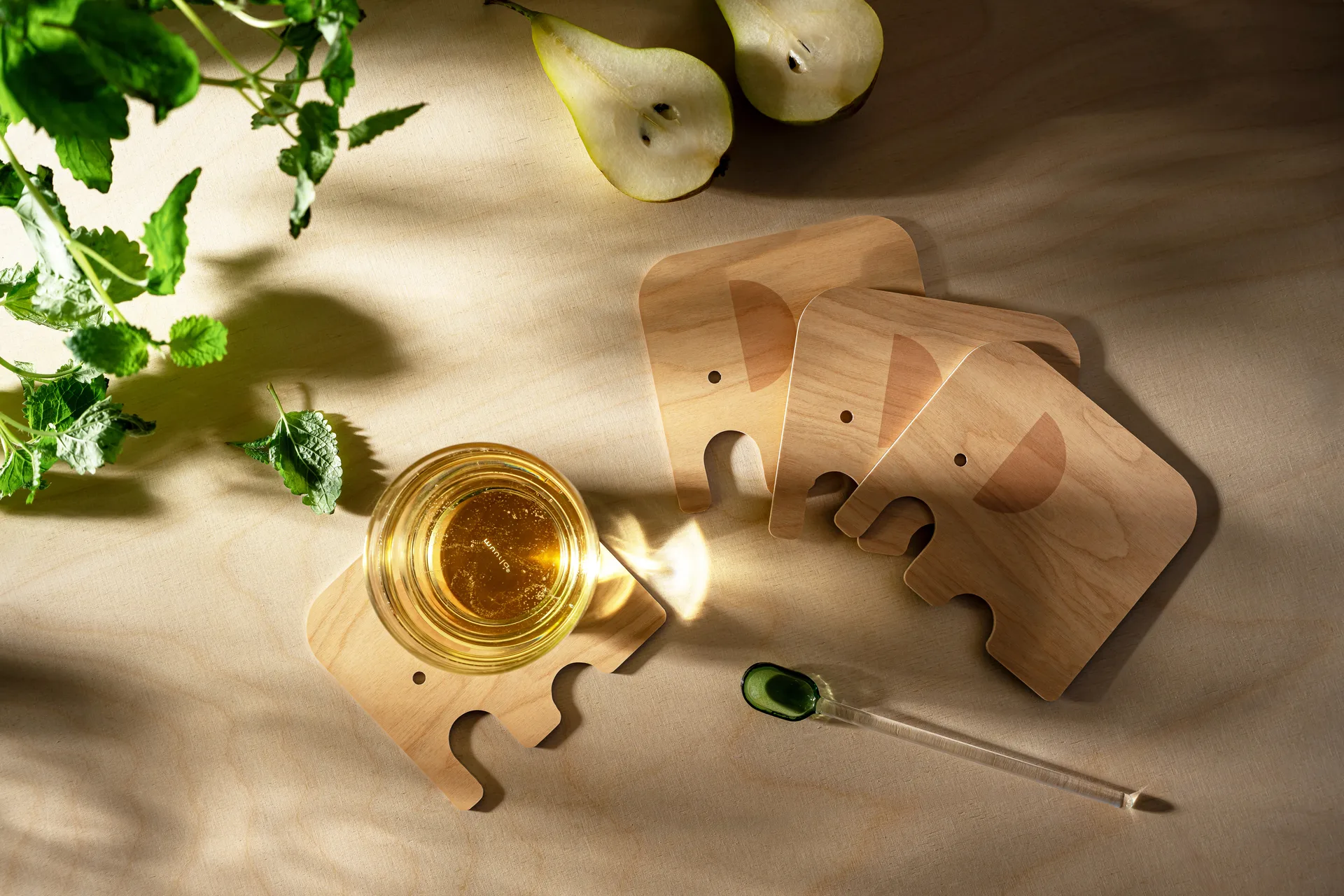 Posavasos de vidrio Elephant 11x10 cm, Pink Muurla