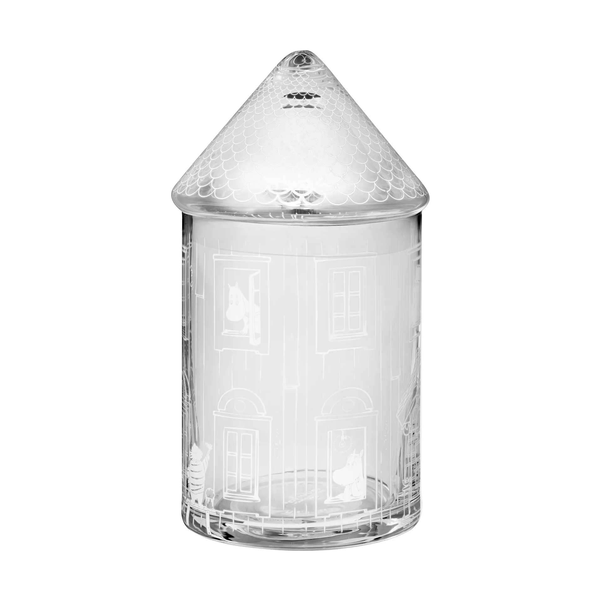 Tarro de cristal Moomin Ø9x18,5 cm, Casa Mumin Muurla
