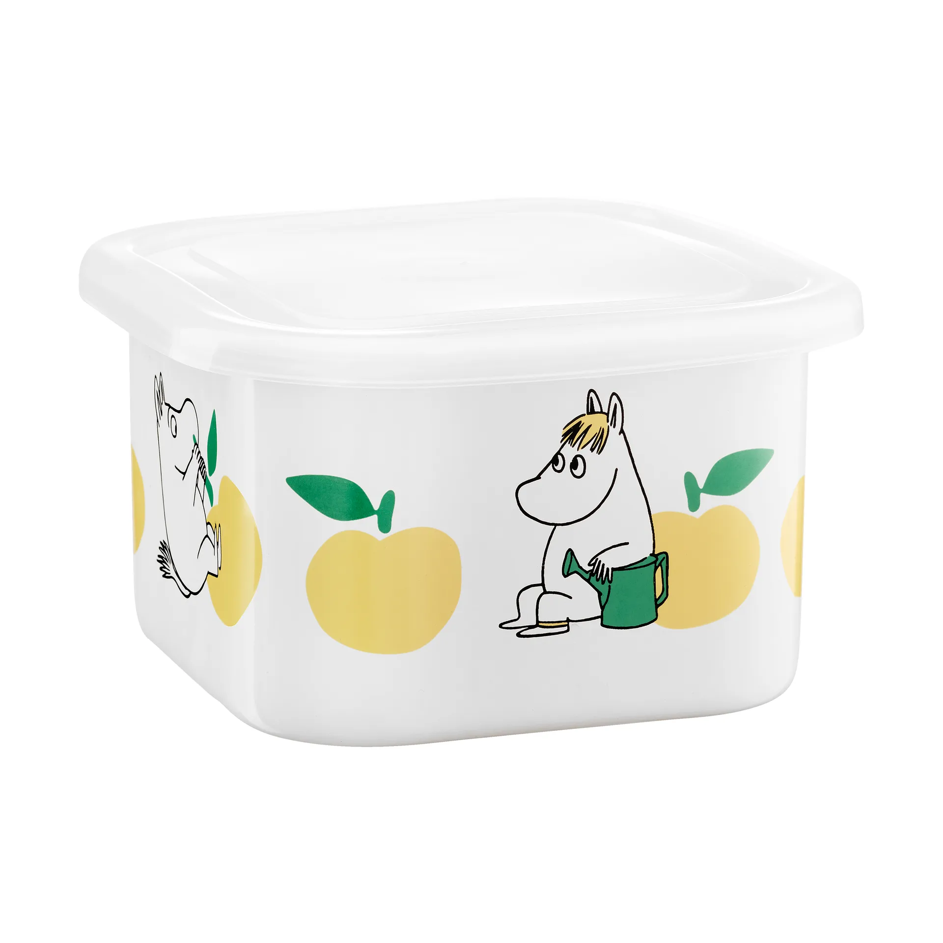 Tarro esmaltado Moomin con tapa 1 L, Manzanas Alegres-amarillo Muurla