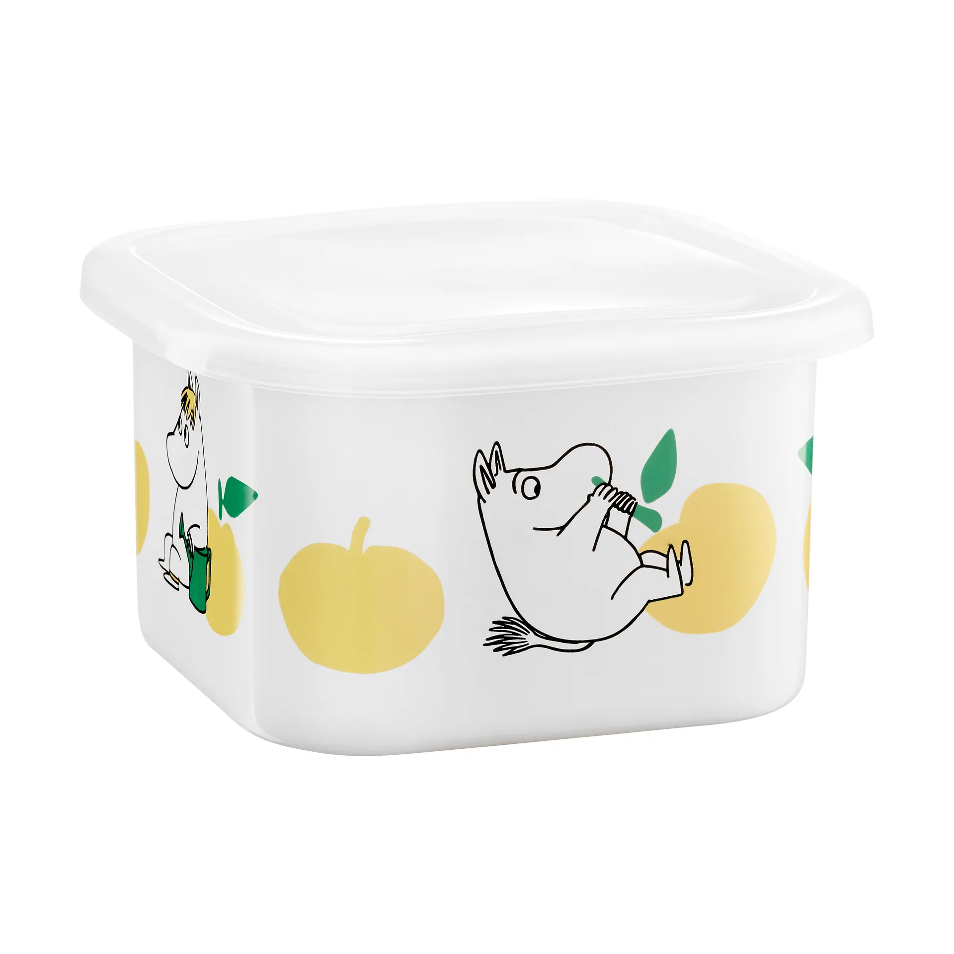 Tarro esmaltado Moomin con tapa 1 L, Manzanas Alegres-amarillo Muurla