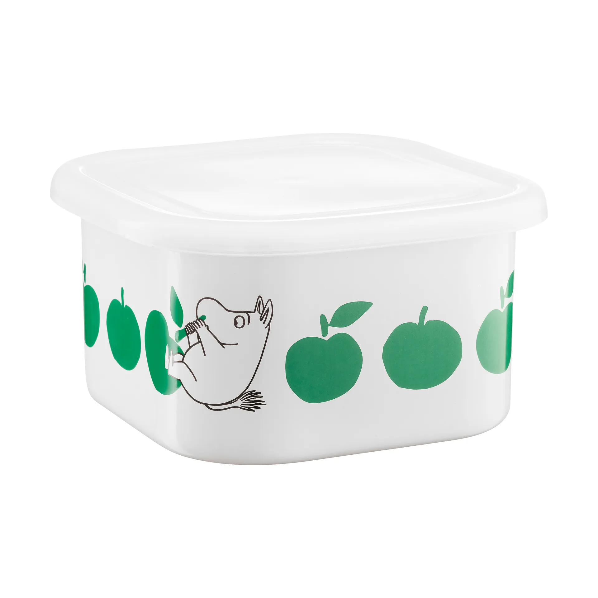 Tarro esmaltado Moomin con tapa 1,5 L, Joyfull Apples-verde Muurla
