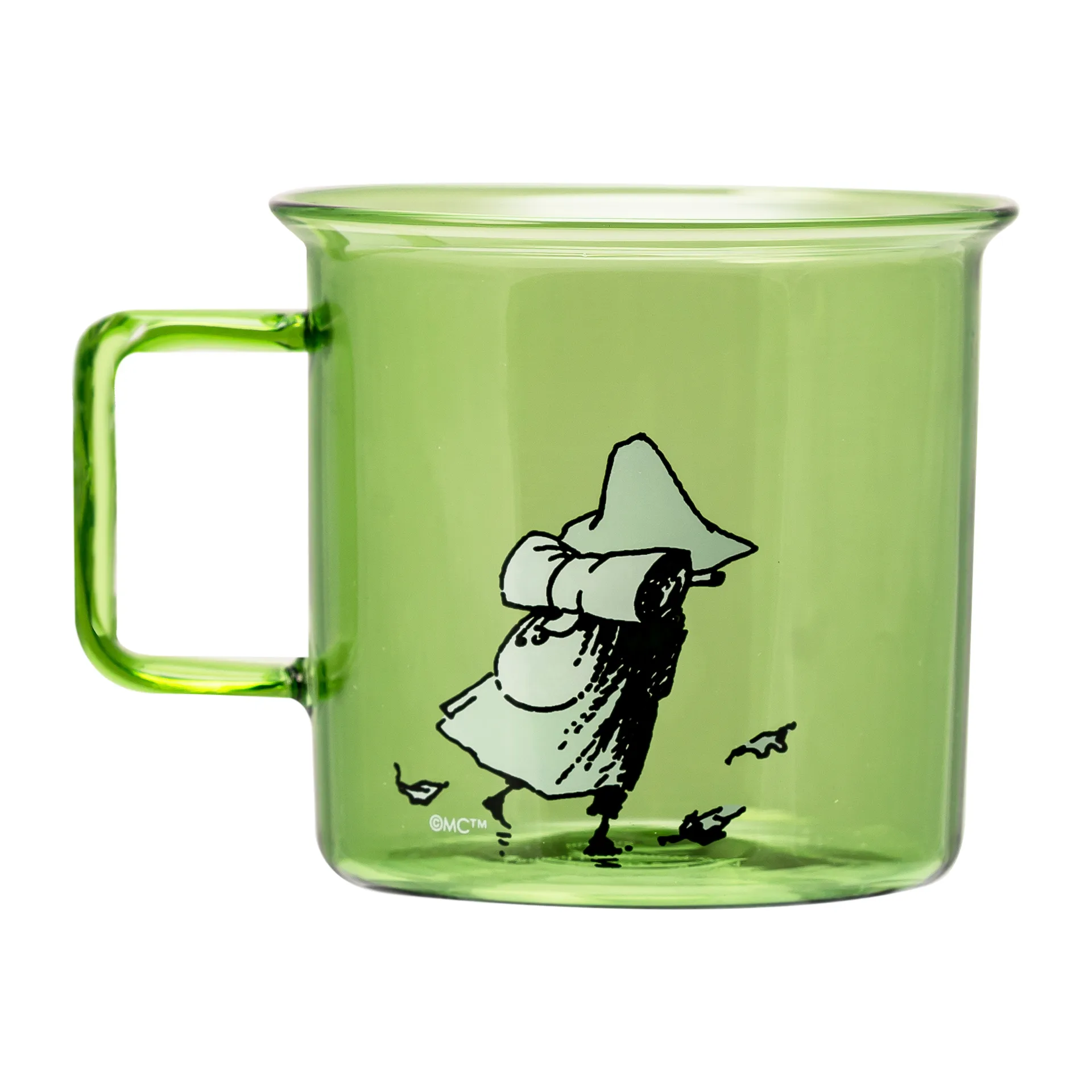 Taza de vidrio Snufkin 35 cl, verde Muurla