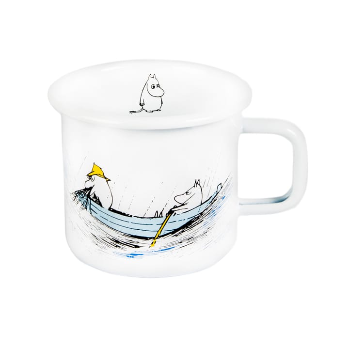 Taza esmaltada Gone fishing 37 cl, blanco Muurla