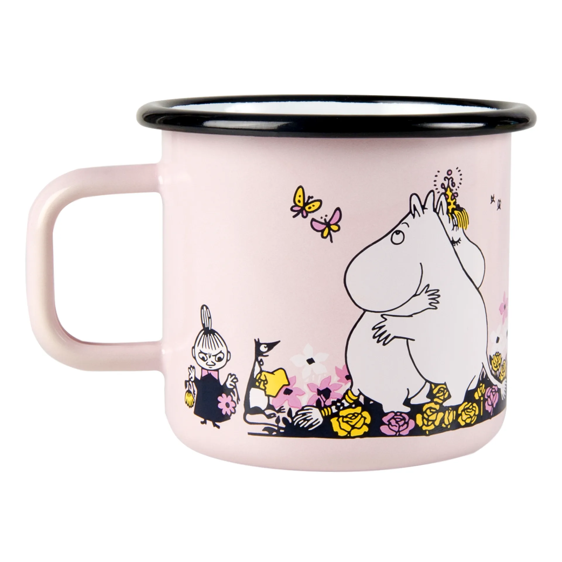 Taza esmaltada Mumin abrazo 37 cl, Rosa Muurla
