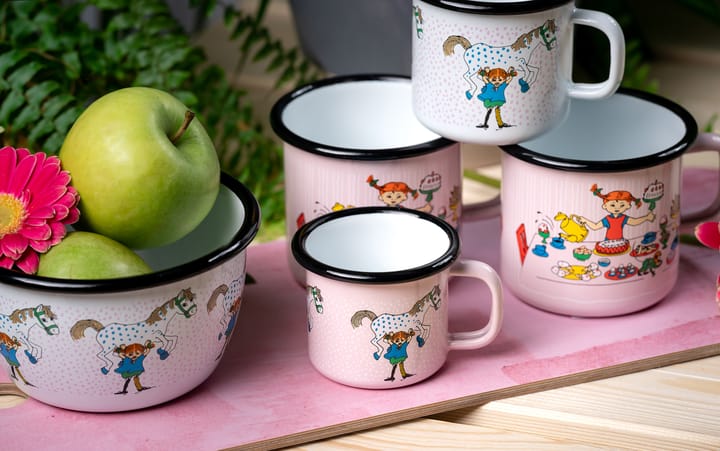 Taza esmaltada Pippi and the horse 1,5 dl, Light pink Muurla