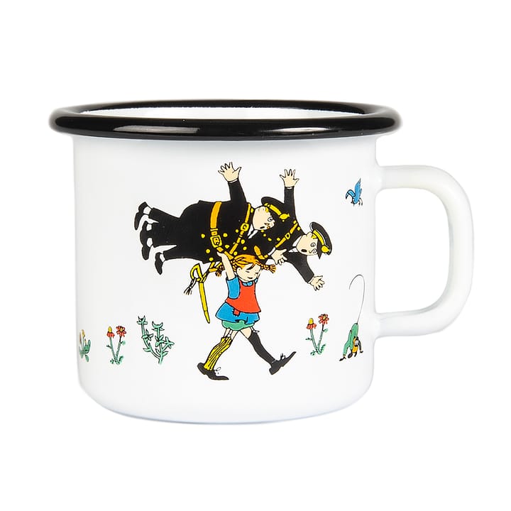 Taza esmaltada Pippi y la policia 25 cl, blanco Muurla