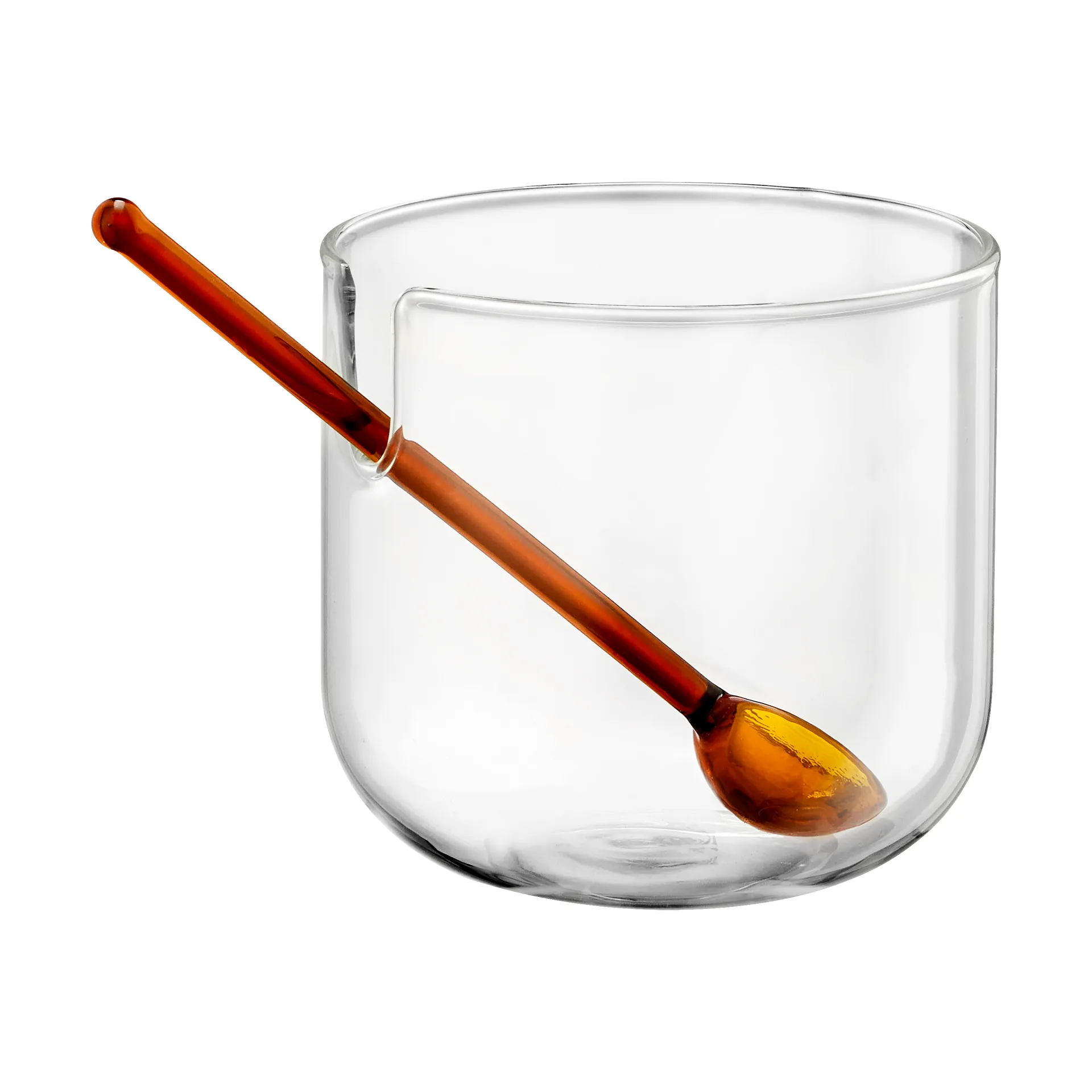 Tazón para azúcar con cuchara Loop Ø14 cm, Transparente-rosa-ámbar Muurla