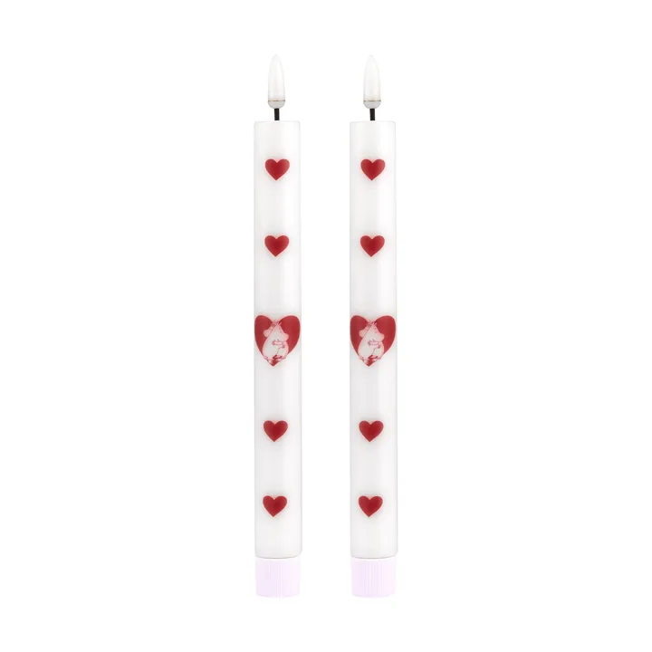 Vela cónica LED Mumin 25 cm - Heart, 2-pack - Muurla