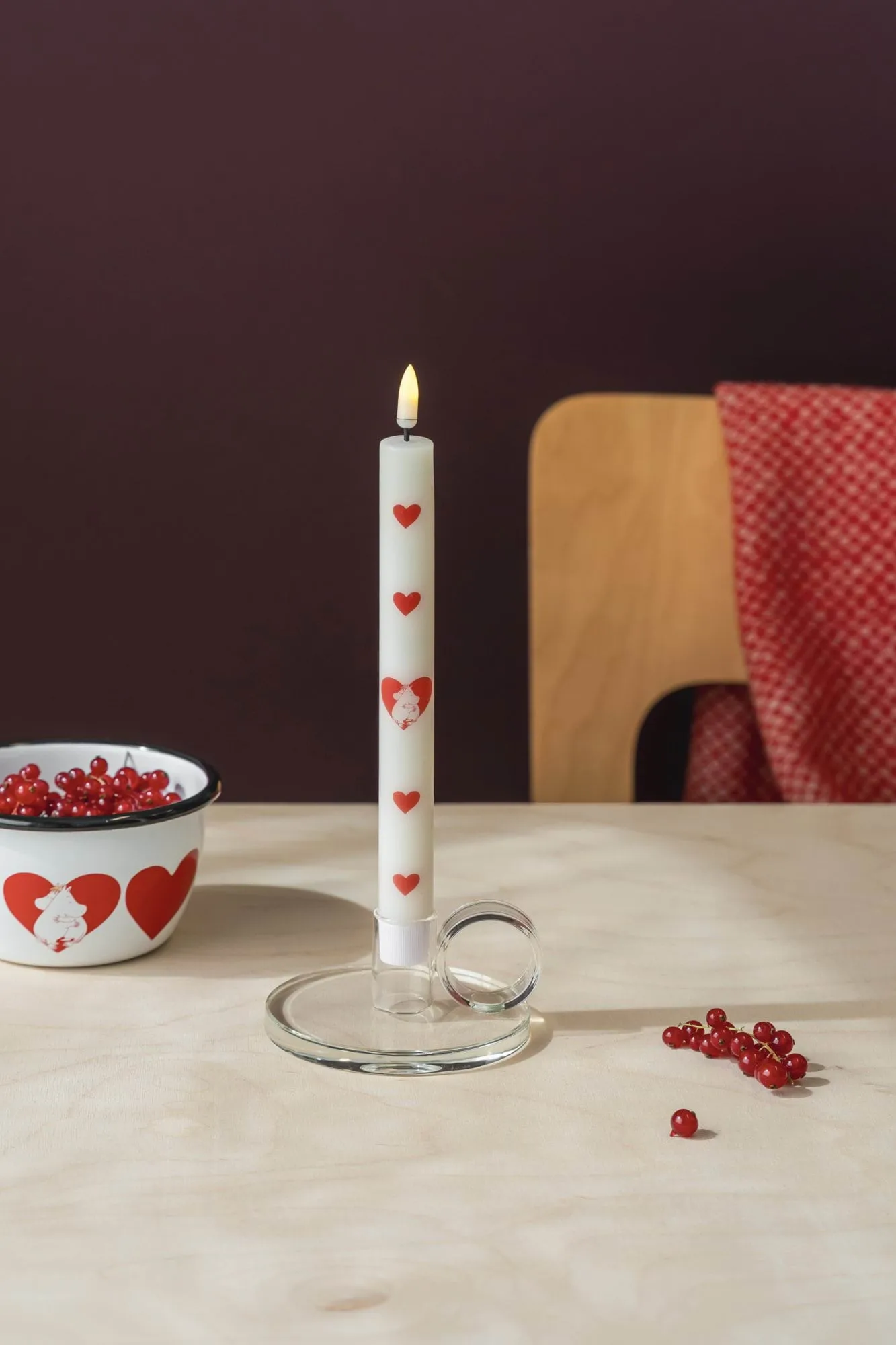 Vela cónica LED Mumin 25 cm, Heart, 2-pack Muurla