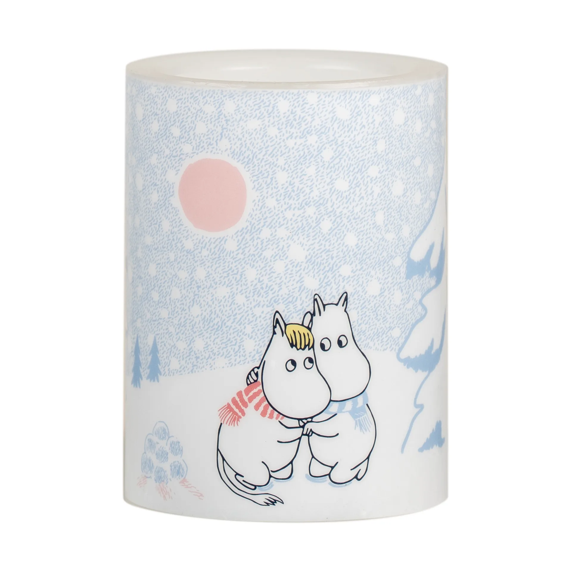 Vela gruesa LED Moomin 10 cm, Let it snow Muurla