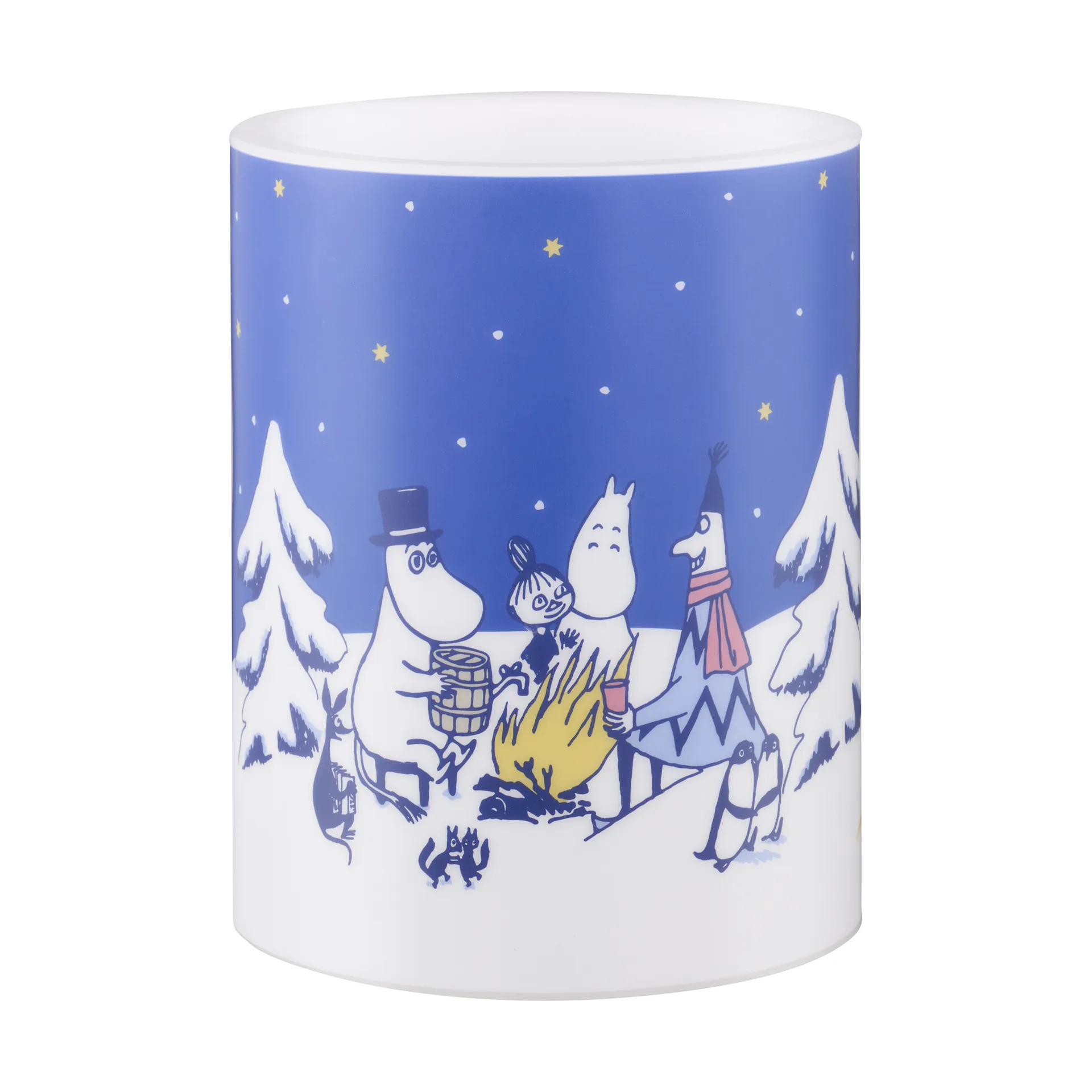Vela gruesa LED Moomin 12,5 cm, Noche estrellada Muurla