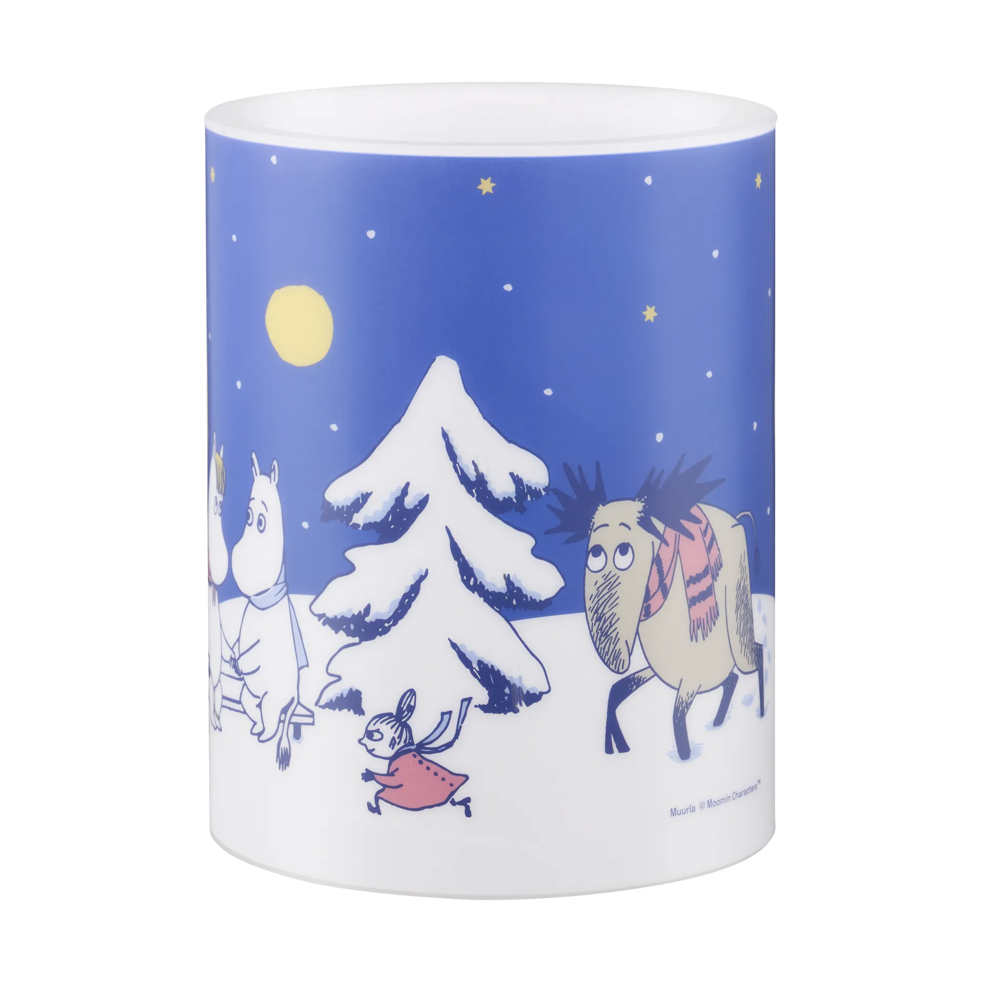 Vela gruesa LED Moomin 12,5 cm, Noche estrellada Muurla