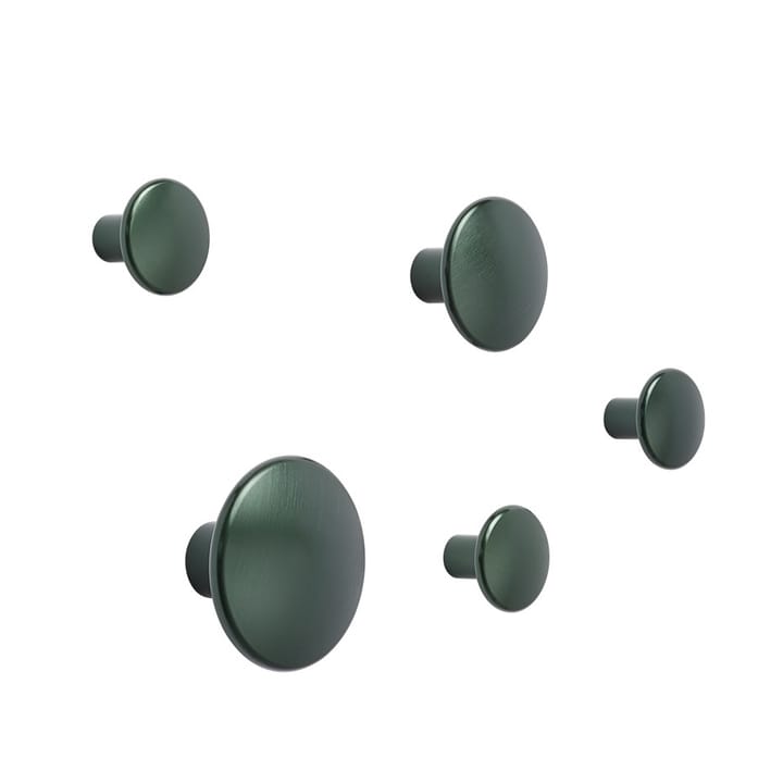 5 Colgadores The Dots, metal - Dark green - Muuto