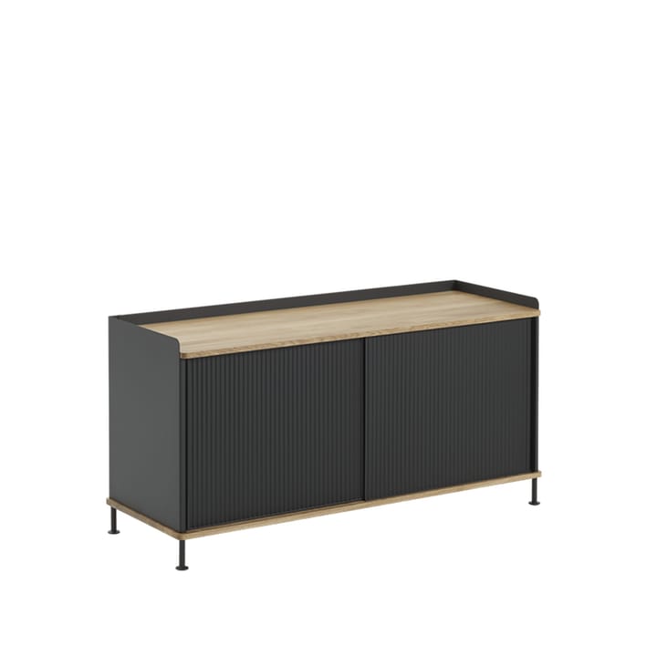 Aparador Enfold Low - Black-Oak-Metal - Muuto