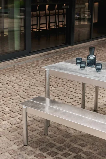 Banco de acero Linear steel bench 170 cm - Warm galvanized steel - Muuto