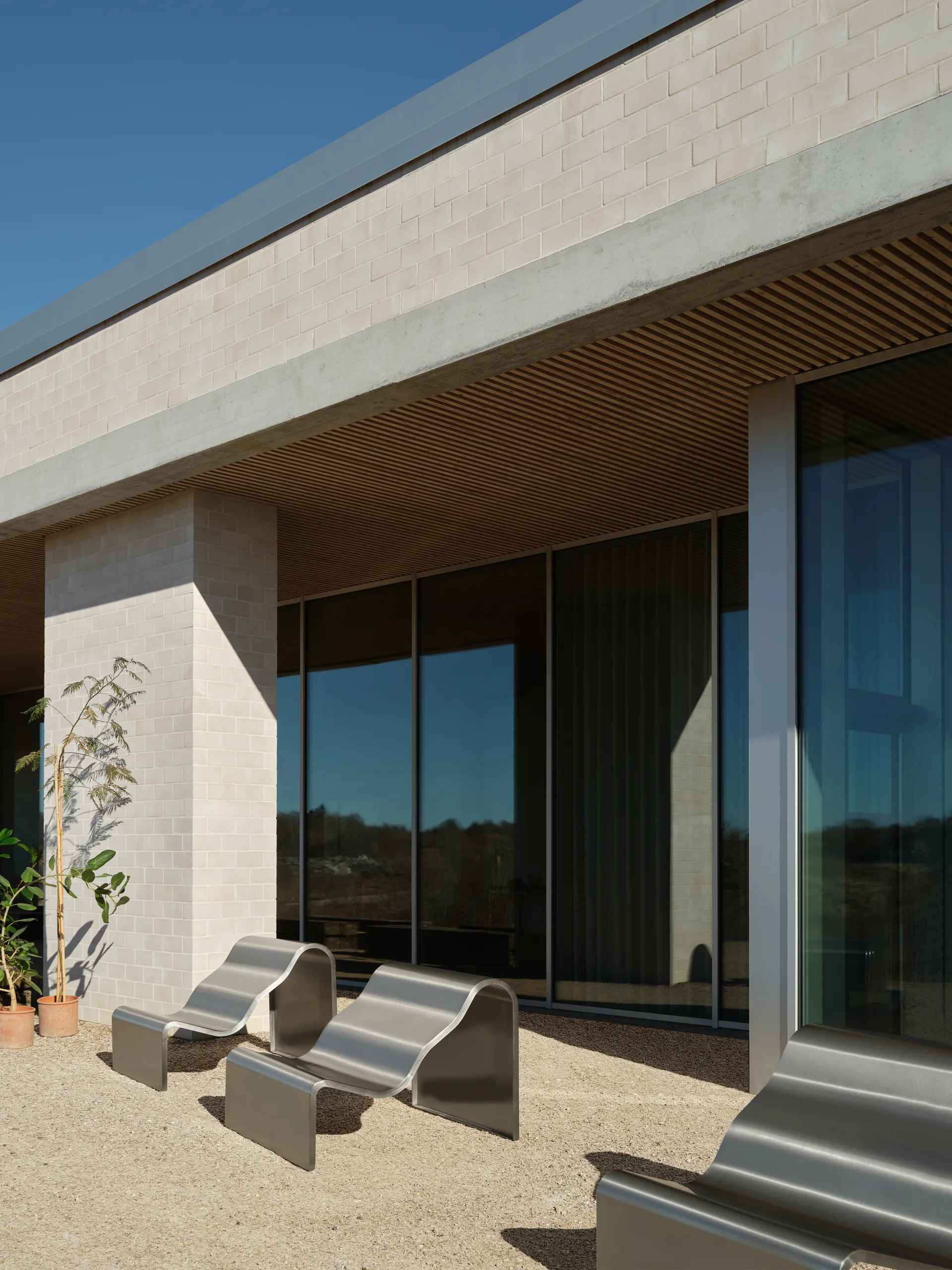 Banco Dream View , Acero cepillado, 100 cm Muuto