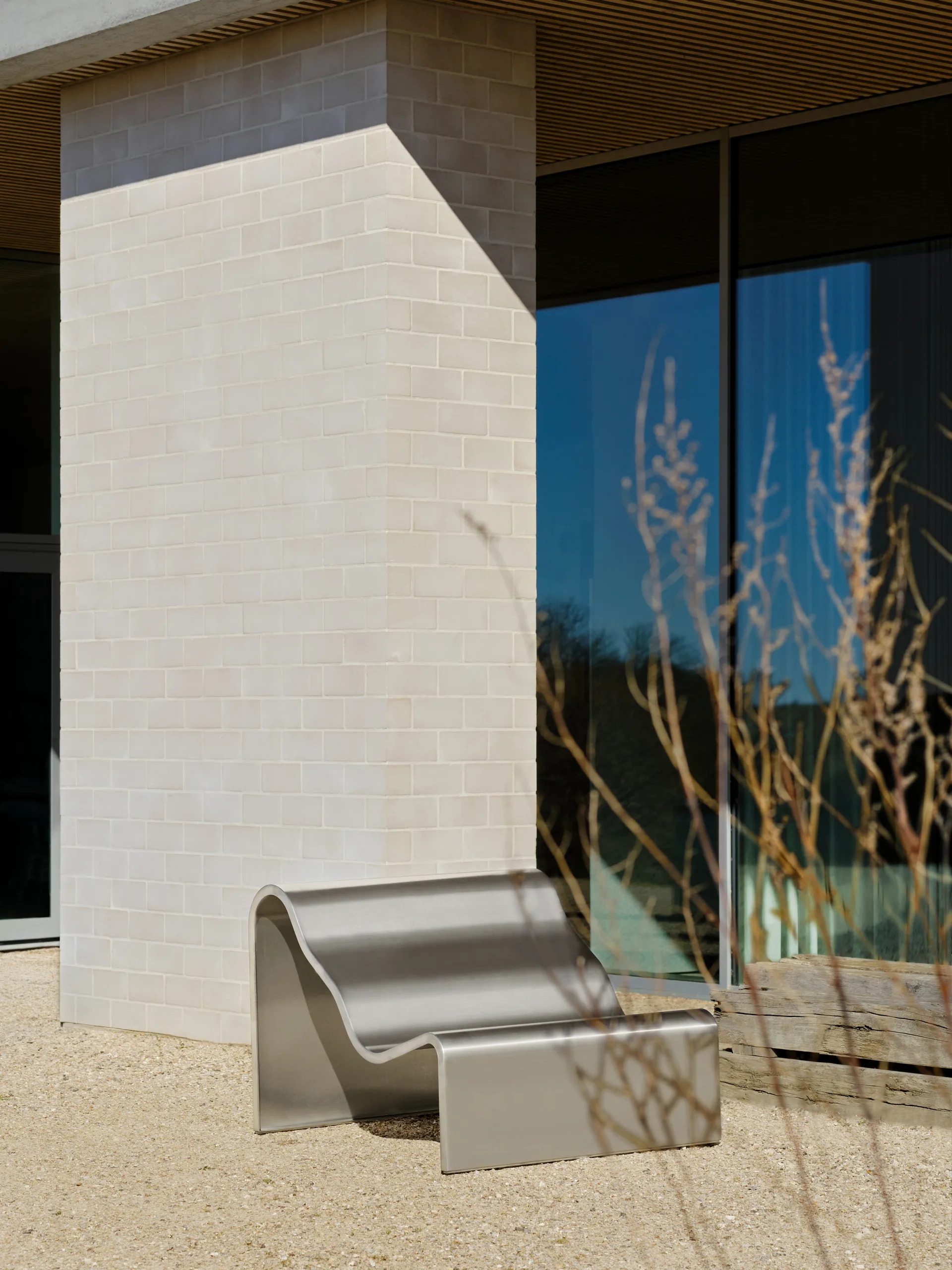 Banco Dream View , Acero cepillado, 100 cm Muuto